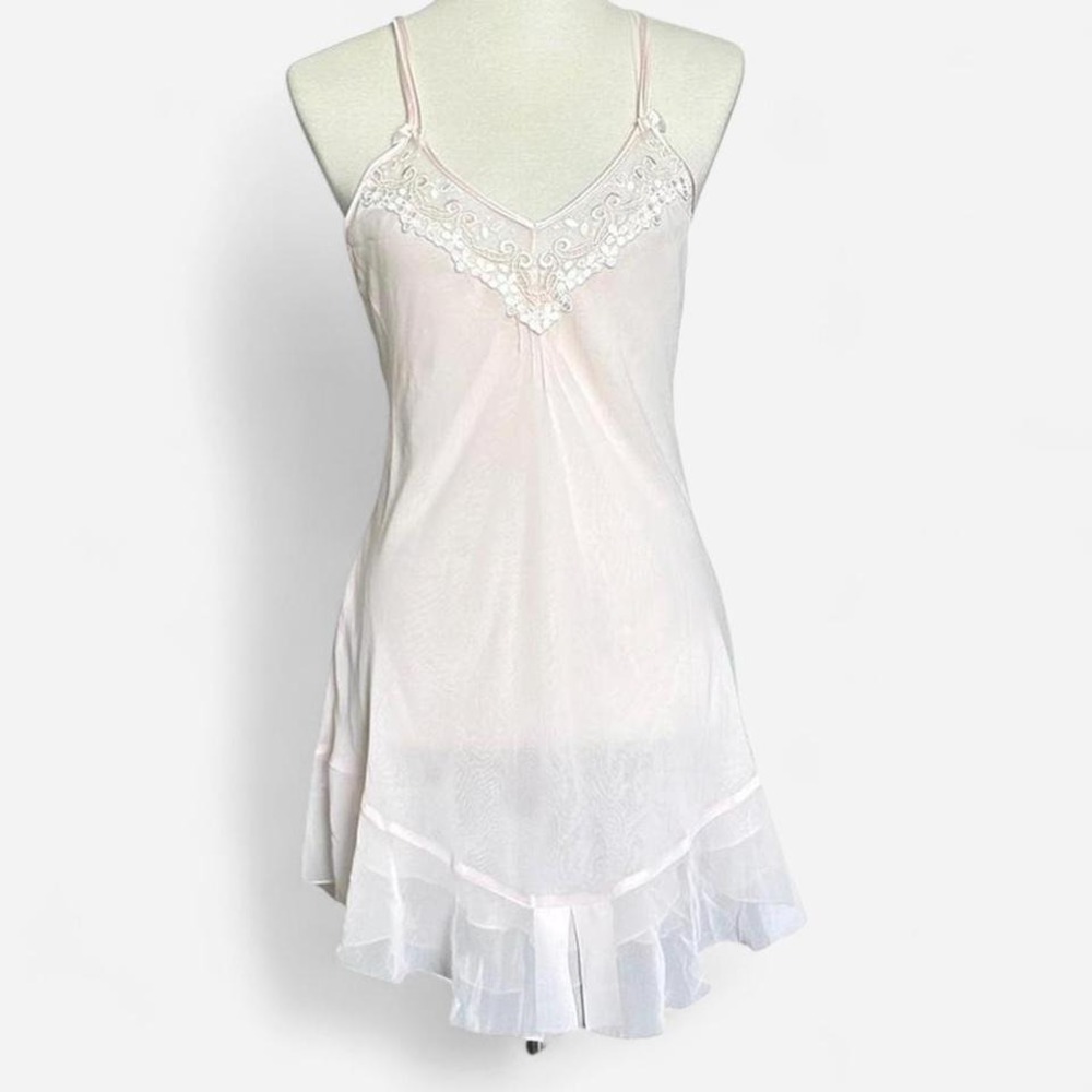 Light pink lace detailed slip dress